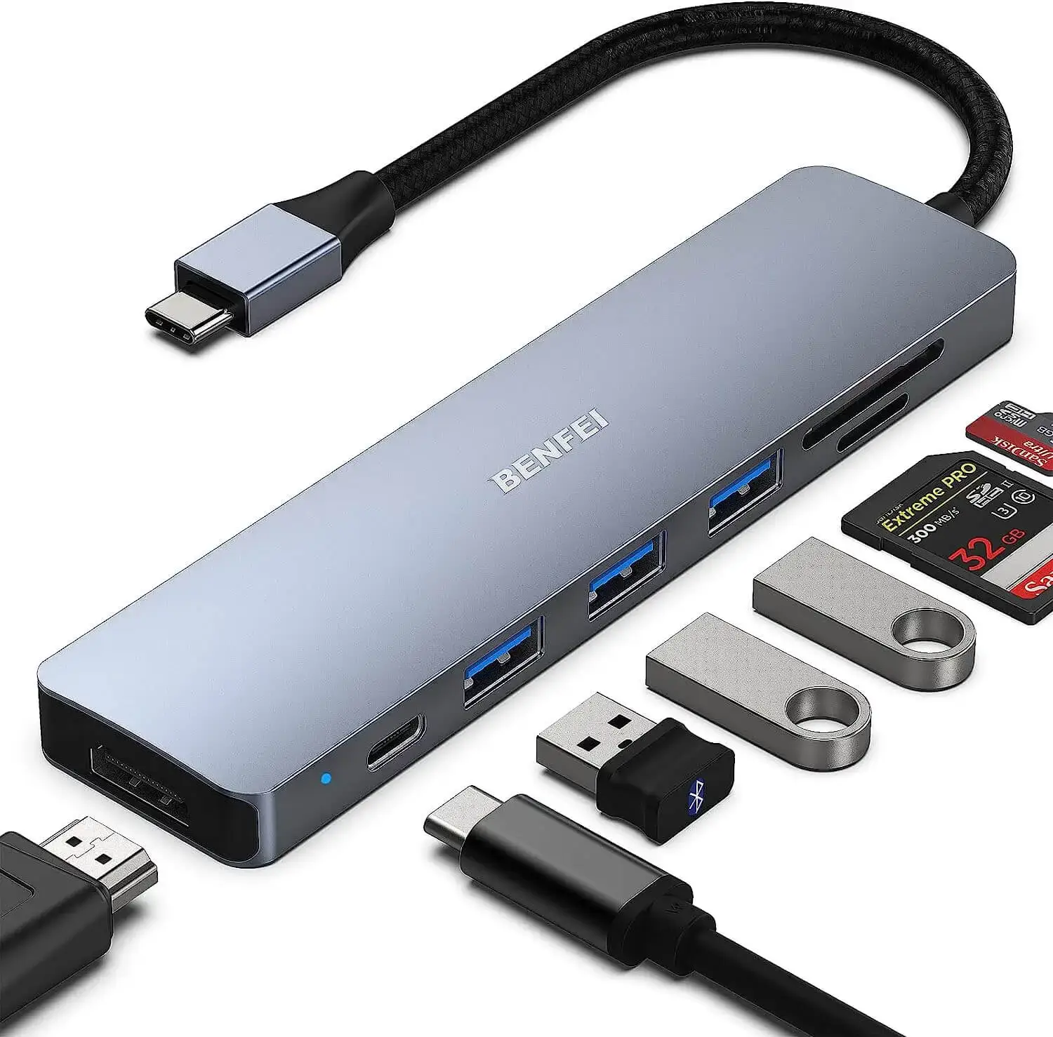 Benfei USB-C Hub 7-in-1 Multiport Adapter for MacBook Pro & Mor